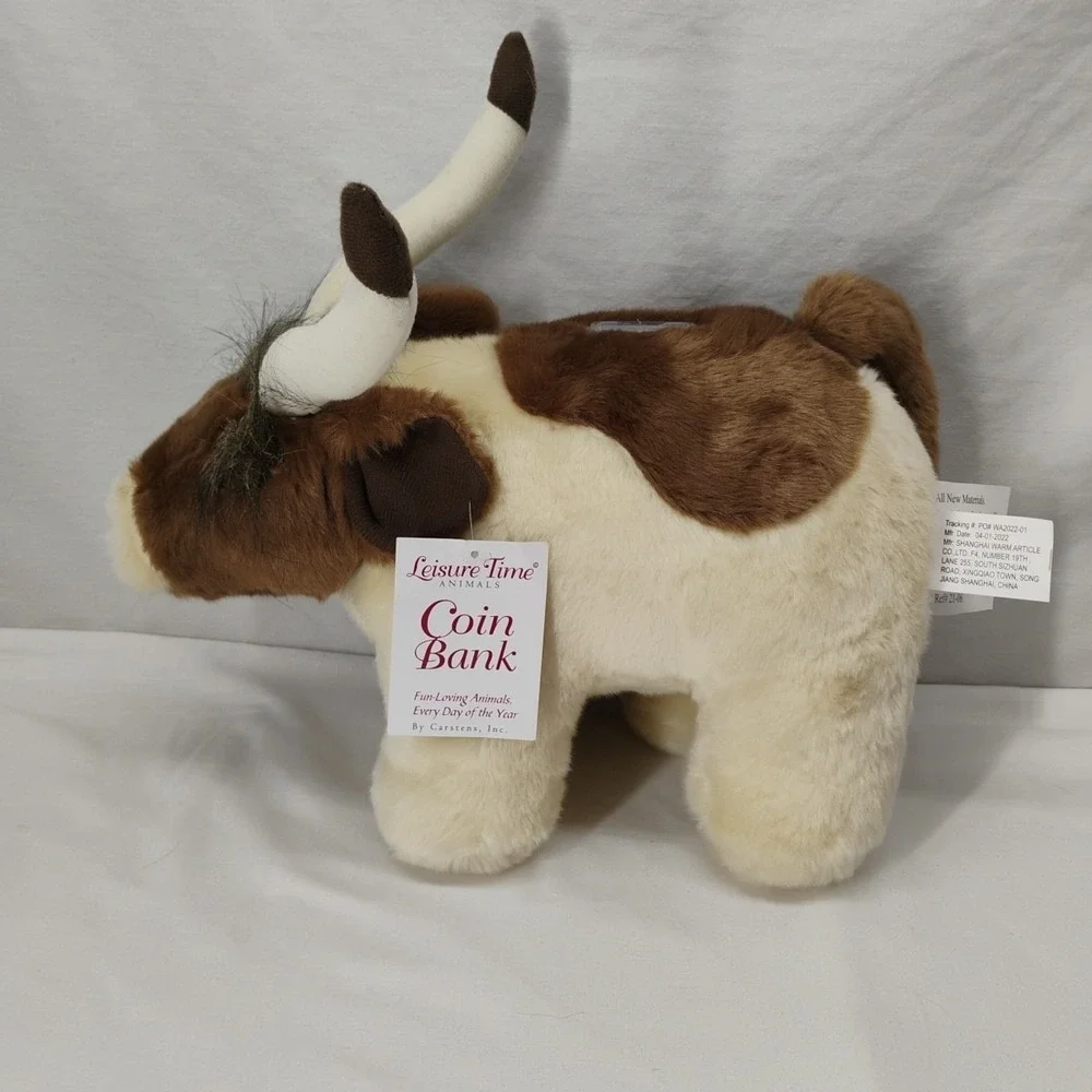 NWT Carstens Leisure Time Animals Plush Longhorn Kids‎ Gift Coin Bank